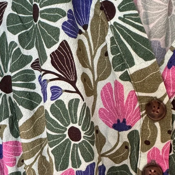 Marine Layer Annika Dress Floral Green and Purple Midi S Small - Picture 3 of 6